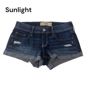 Hollister Womens Low-Rise Distressed Denim Jean Short Shorts SZ 3 W26 Cuffed
